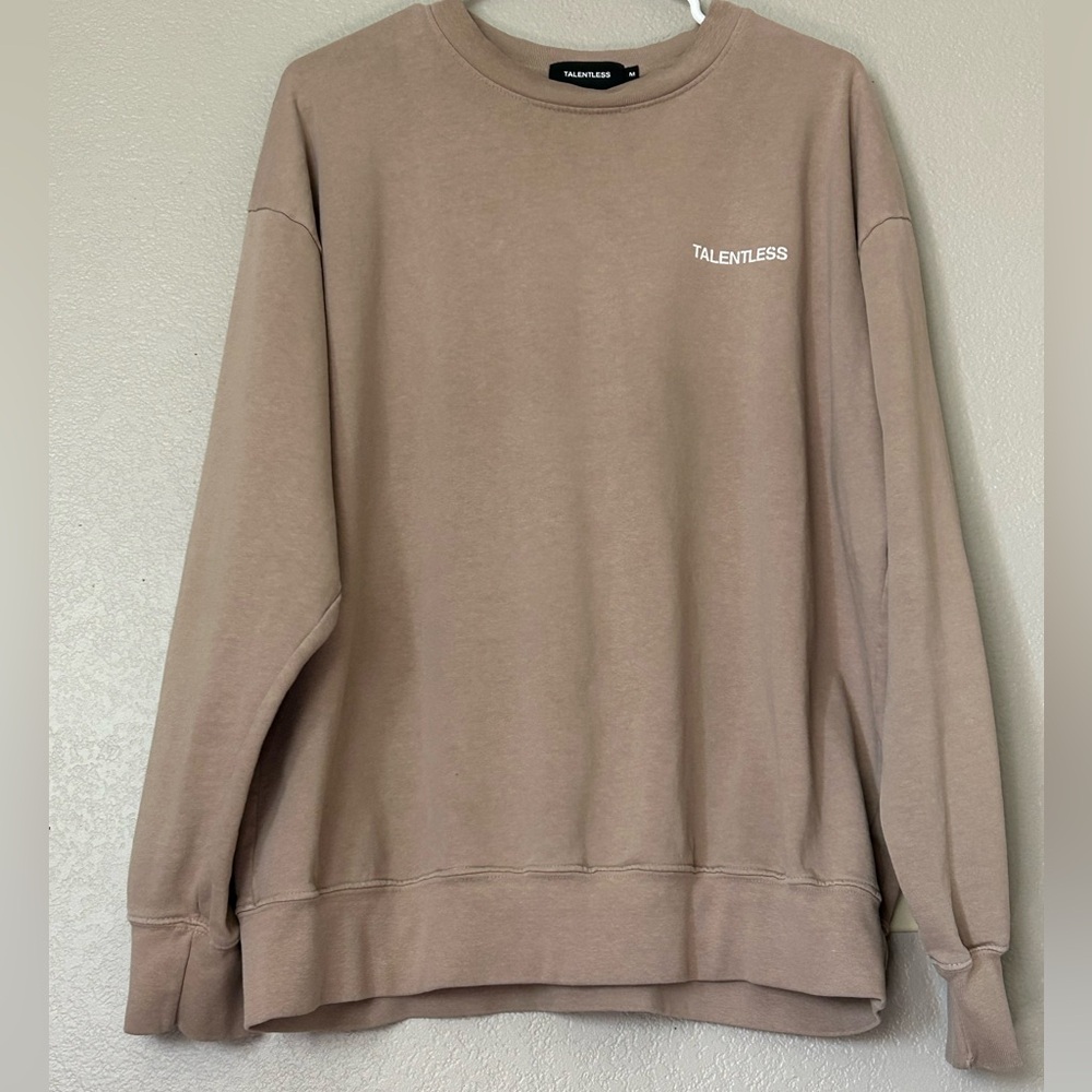 Talentless Women's Beige Lightweight Crewneck Streetwear Casual Sweatshirt Sz M